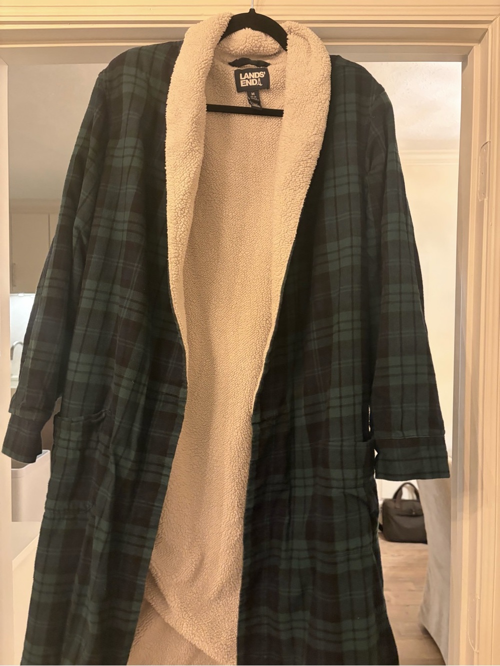 Lands end men’s plaid robe like new